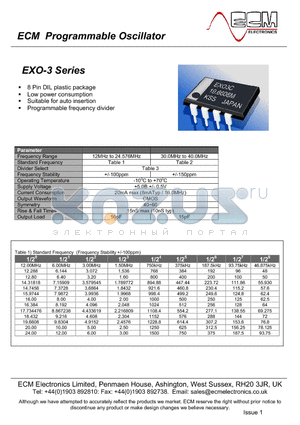 EXO3C datasheet - ECM Programmable Oscillator