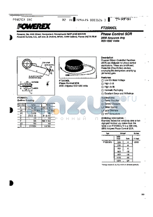 FT2500CL-20 datasheet - Phase Control SCR 2500 Amperes Avg 200-1200 Volts