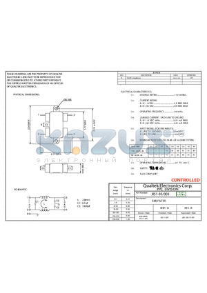 851-03003 datasheet - EMI FILTER