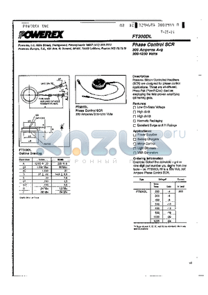 FT300DL-10 datasheet - Phase Control SCR 300 Amperes Avg 200-1200 Volts