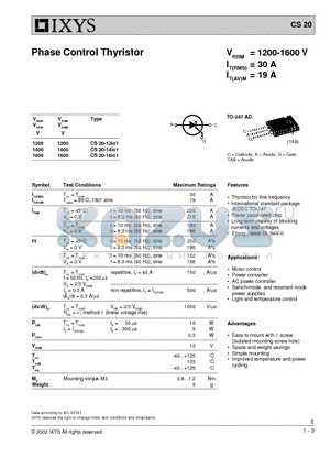 CS20-16IO1 datasheet - Phase Control Thyristor