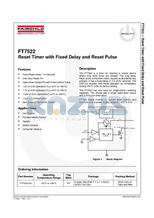 FT7522 datasheet - Reset Timer with Fixed Delay and Reset Pulse