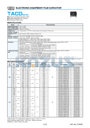 FTACD3B1V474SDLCZ0 datasheet - ELECTRONIC EQUIPMENT FILM CAPACITOR