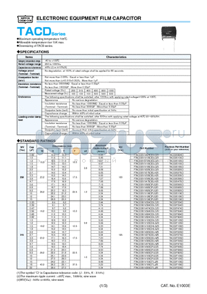 FTACD401V475SFLEZ0 datasheet - ELECTRONIC EQUIPMENT FILM CAPACITOR