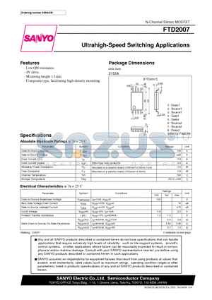 FTD2007 datasheet - Ultrahigh-Speed Switching Applications