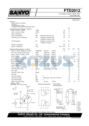 FTD2012 datasheet - N- Channel Silicon MOS FET Load S/W USE