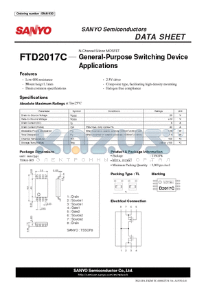 FTD2017C datasheet - N-Channel Silicon MOSFET General-Purpose Switching Device Applications