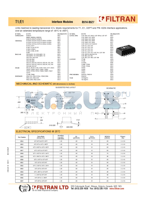 8520 datasheet - T1/E1 Interface Modules