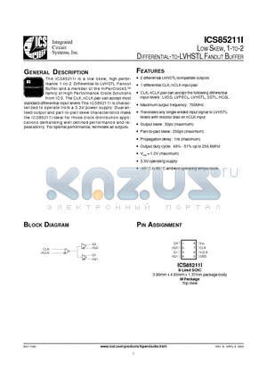 85211AMI datasheet - LOW SKEW, 1-TO-2 DIFFERENTIAL-TO-LVHSTL FANOUT BUFFER