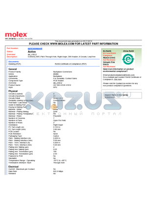 85300-9004 datasheet - 5.08mm(.200) Pitch Through Hole, Right Angle, DIN Header, 8 Circuits, Lead free