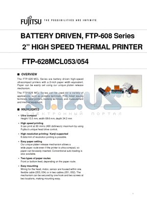 FTP-628MCL053 datasheet - 2 HIGH SPEED THERMAL PRINTER