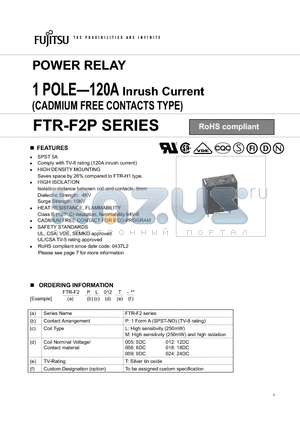 FTR-F2PL006T datasheet - 1 POLE-120A Inrush Current (CADMIUM FREE CONTACTS TYPE)