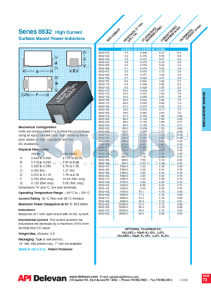 8532-06L datasheet - High Current Surface Mount Power Inductors