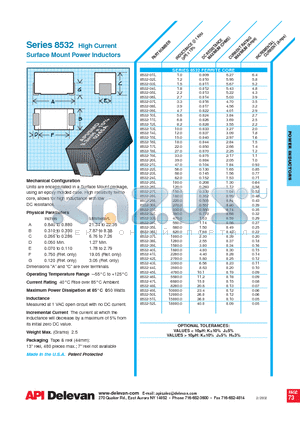 8532-11L datasheet - High Current Surface Mount Power Inductors