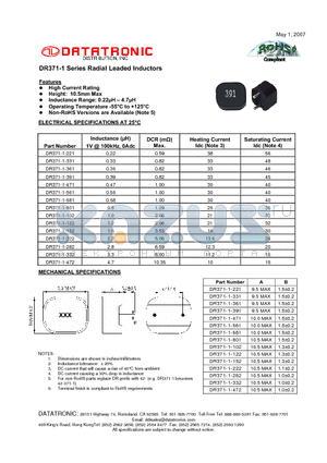 DR371-1-152 datasheet - Radial Leaded Inductors