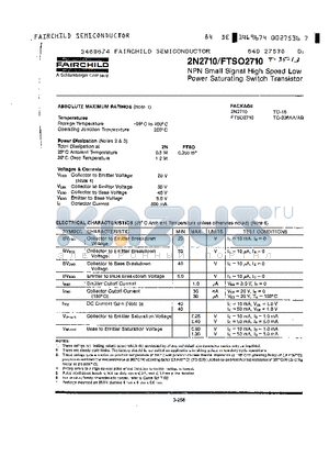 FTSO2710 datasheet - NPN Small Signal High Speed Low Power Saturating Switch Transistor