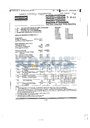 FTSO4250 datasheet - PNP Low Level Low Noise Amplifiers