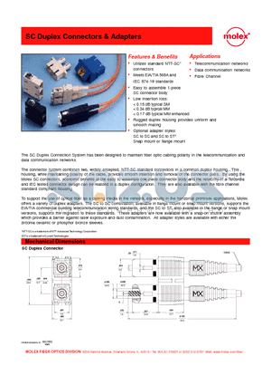 85335-0016 datasheet - SC Duplex Connectors & Adapters