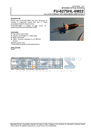 FU-627SHL-6M22_1 datasheet - 1.55 um FP-LD MODULE WITH SINGLEMODE FIBER PIGTAIL