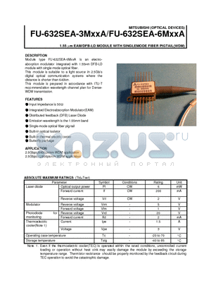 FU-632SEA-3M23A datasheet - 1.55 um EAM/DFB-LD MODULE WITH SINGLEMODE FIBER PIGTAIL(WDM)