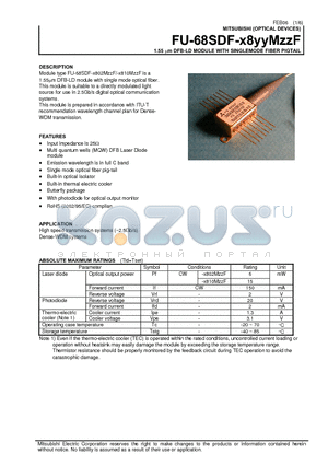 FU-68SDF-V02M33F datasheet - 1.55 lm DFB-LD MODULE WITH SINGLEMODE FIBER PIGTAIL