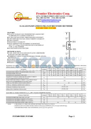 FUF5404 datasheet - 3A GLASS PASSIVATED ULTRA FAST RECOVERY RECTIFIER
