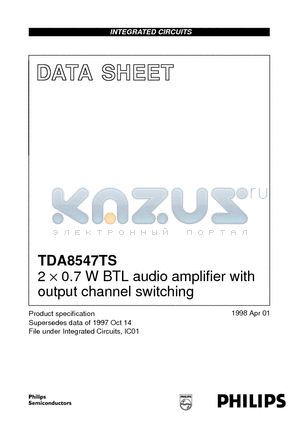 8547TS datasheet - 2 x 0.7 W BTL audio amplifier with output channel switching