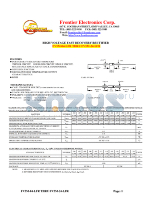 FV5M-08-LFR datasheet - HIGH VOLTAGE FAST RECOVERY RECTIFIER