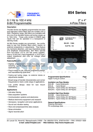 854H8B-1 datasheet - 2 X 4 4-Pole Filters