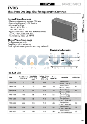 FVRB-050B datasheet - Three Phase One Stage Filter for Regenerative Converters