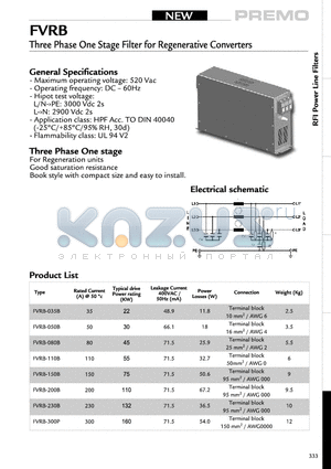 FVRB-200B datasheet - Three Phase One Stage Filter for Regenerative Converters