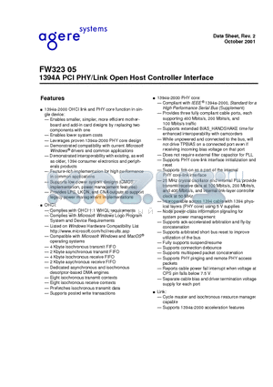 FW323 datasheet - 1394A PCI PHY/Link Open Host Controller Interface