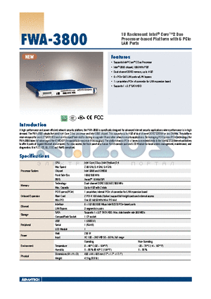 FWA-3860E datasheet - 1U Rackmount Intel^ Core2 Duo Processor-based Platform with 6 PCIe LAN Ports