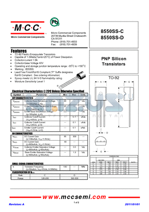 8550SS-C datasheet - PNP Silicon Transistors