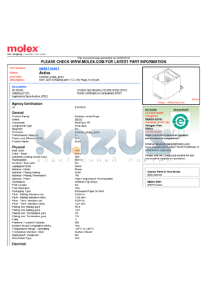 85513-5001 datasheet - SMT Jack for Mating with F.C.C 68 Plugs, 8 Circuits