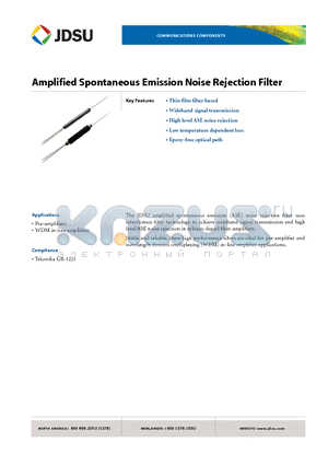 FWS-200011011 datasheet - Amplified Spontaneous Emission Noise Rejection Filter