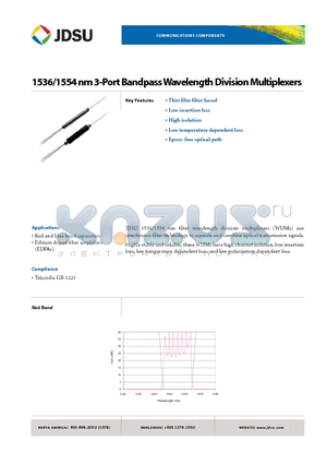 FWS-360S31006 datasheet - 1536/1554 nm 3-Port Bandpass Wavelength Division Multiplexers