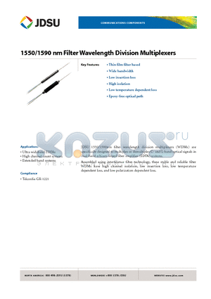 FWS-F00111000 datasheet - 1550/1590 nm Filter Wavelength Division Multiplexers