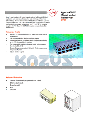 85572-0027 datasheet - HyperJackTM 1000 (Gigabit) stacked In Line Power