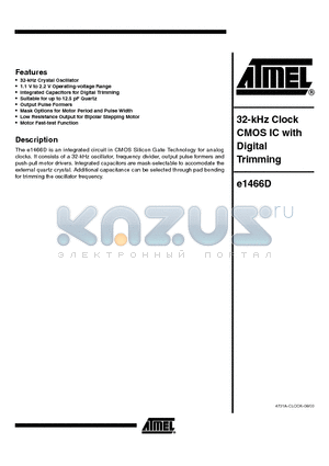 E1466D datasheet - 32 KHZ CLOCK CMOS IC WITH DIGITAL TRIMMING