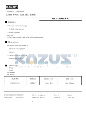 323-2SURD-S530-A3 datasheet - 5.0mm Round Type LED Lamps