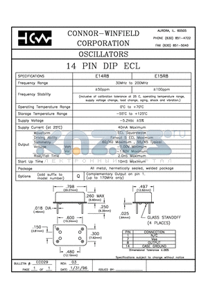 E14R8 datasheet - 14 PIN DIP ECL