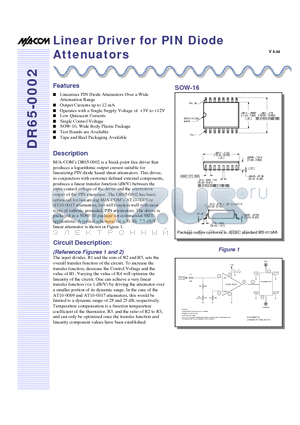 DR65-0002-TBG datasheet - Linear Driver for PIN Diode Attenuators