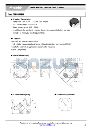 CDRH8D48/ANP-151M datasheet - POWER INDUCTORS