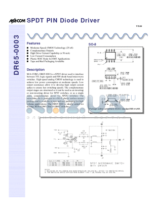 DR65-0003TR datasheet - SPDT PIN Diode Driver