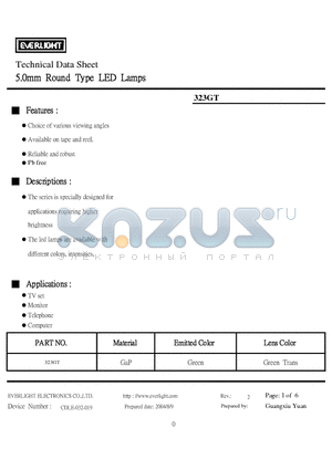 323GT datasheet - 5.0mm Round Type LED Lamps