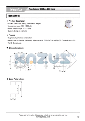 CDRR107NP-122MC datasheet - Power Inductor< SMD Type : CDRR Series>