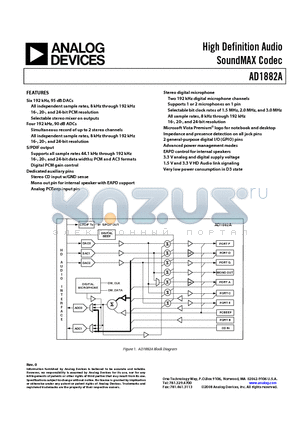 AD1882A datasheet - High Definition Audio SoundMAX Codec