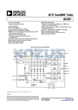 AD1887JST datasheet - AC97 SoundMAX Codec