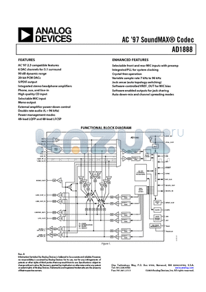 AD1888JST datasheet - AC 97 SoundMAX Codec